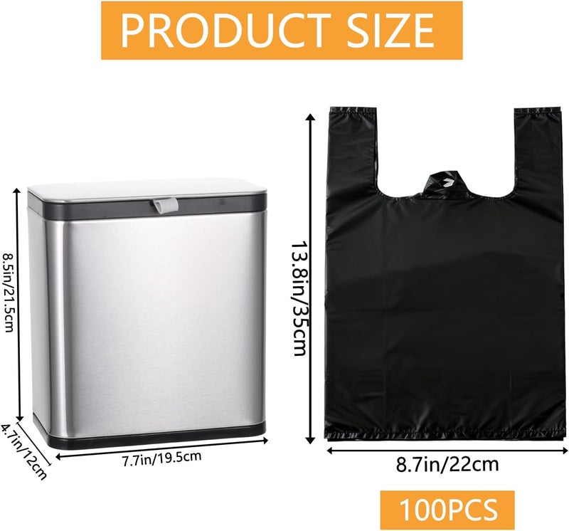 Wenceda Stainless Steel Sanitary Napkin Receptacle Wall Mounted with 100pcs Trash Bags,Tampon Disposal Bin for Bathroom,Toilet Freestanding or Wall Mounted Trash Can 8x5.1x8.4 - Image 2
